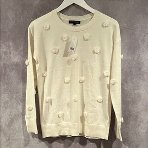 Banana Republic Cream Pom-Pom Crewneck Sweater new with tags size small